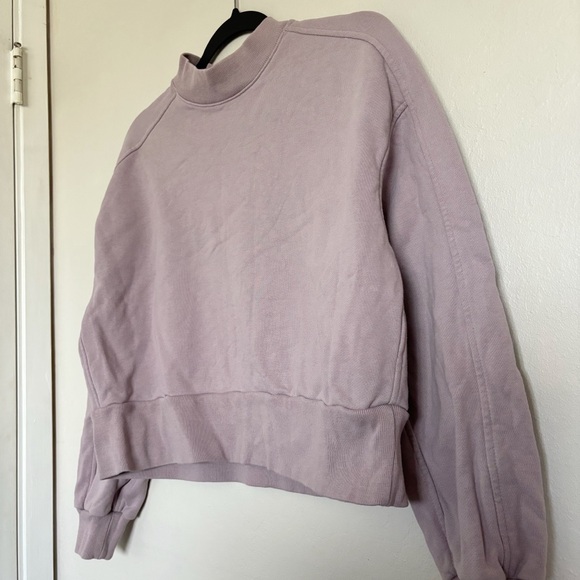 Everlane The Track Cropped Sweatshirt Dusty Lavender Size Small Organic Cotton - Picture 2 of 9